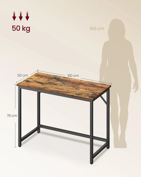 SONGMICS Písací stôl Vasagle Kolmo 100 cm čierny/tmavohnedý