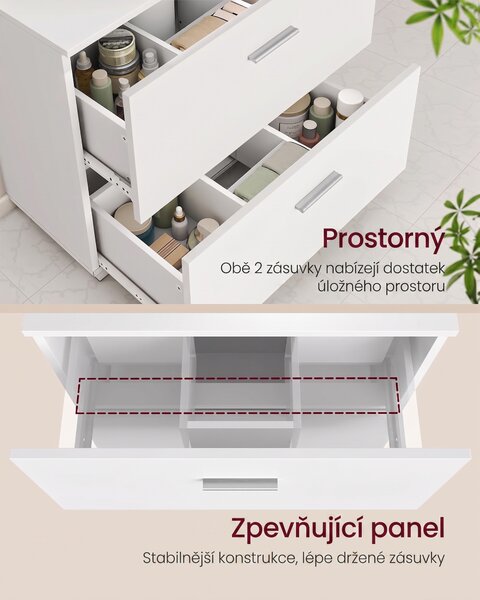 SONGMICS Skrinka pod umývadlo Vasagle Plony 60 cm biela