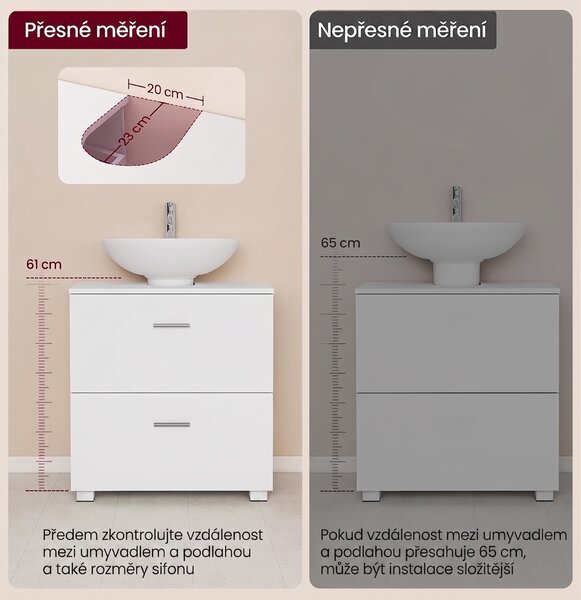 SONGMICS Skrinka pod umývadlo Vasagle Plony 60 cm biela