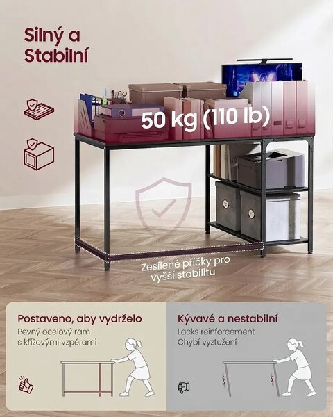 SONGMICS Rohový písací stôl Vasagle Endas 120 cm čierny