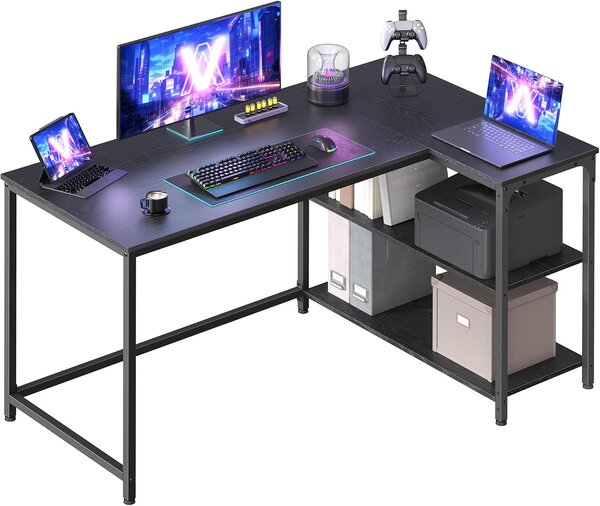 SONGMICS Rohový písací stôl Vasagle Endas 120 cm čierny