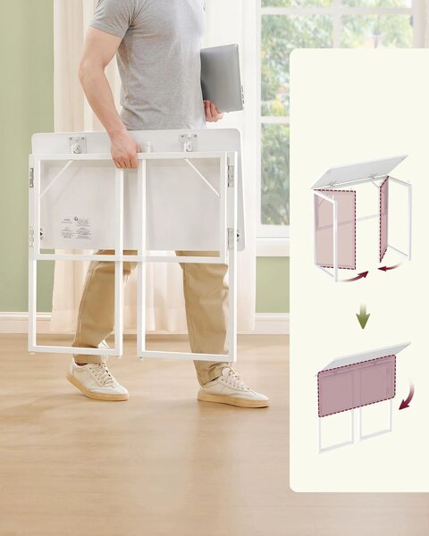 SONGMICS Skladací kancelársky stôl Vasagle Bura 80 cm biely