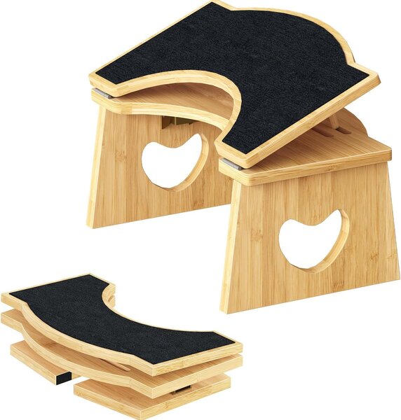 VASAGLE Bambusová skladacia stolička na toaletu Heart 37,5 cm hnedá