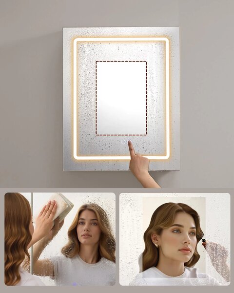 SONGMICS Zrkadlová skrinka s LED osvetlením a nabíjacou stanicou Bjorn 50 cm biela