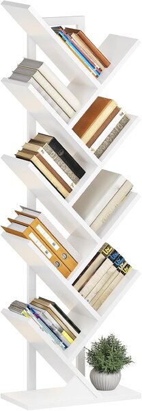 Stromová knihovna s LED osvětlením Vasagle Mergo 116 cm bílá