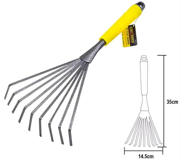 CROWNMAN Kovové hrable - 9 zubov - 37 cm