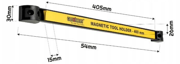 Držiak na magnetický prúžok, vešiak na kľúče, náradie, dielňa 46 cm