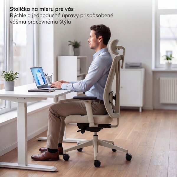 Ergonomická kancelárska stolička svetlobéžová VECTOR