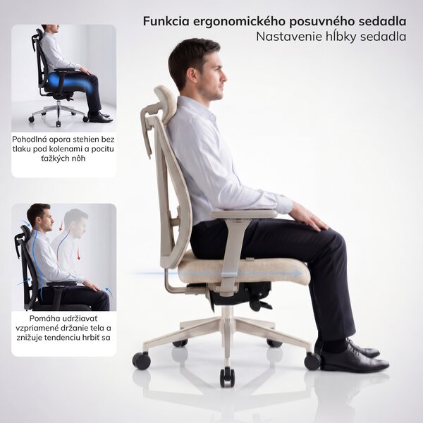 Ergonomická kancelárska stolička svetlobéžová VECTOR