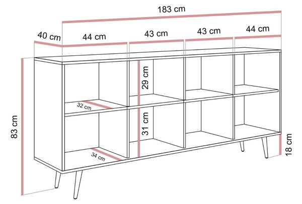 KOMODA ELVIRA 4D DUB DUNIN LED 183 cm