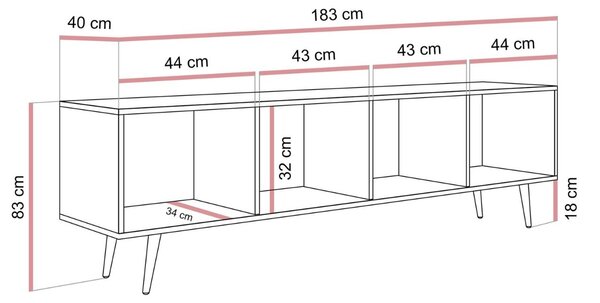 TV STOLÍK ELVIRA DUB DUNIN LED 183 cm