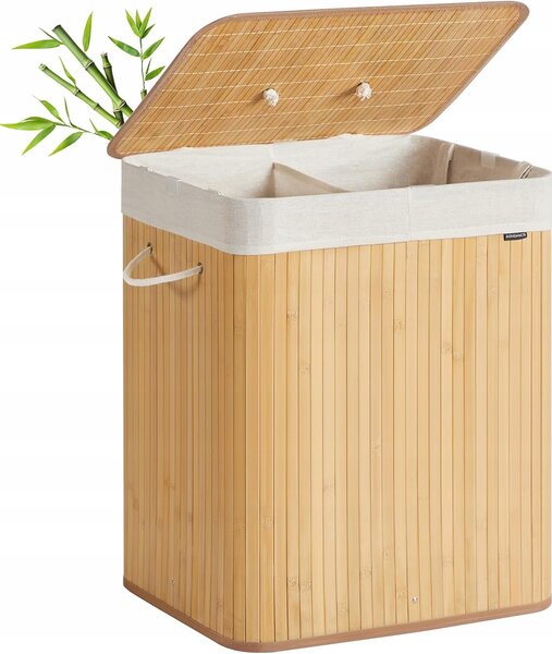 SONGMICS Bambusový kôš na bielizeň Bradly 120 L hnedý
