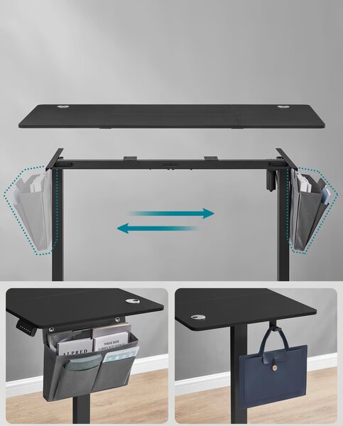 SONGMICS Elektricky nastaviteľný písací stôl Vasagle Foral 140 cm čierny