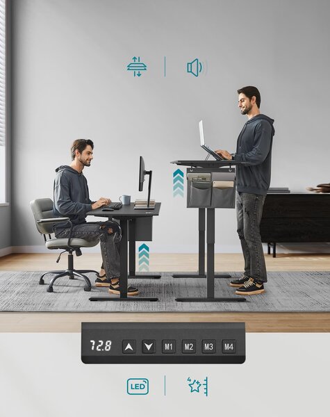 SONGMICS Elektricky nastaviteľný písací stôl Vasagle Foral 140 cm čierny
