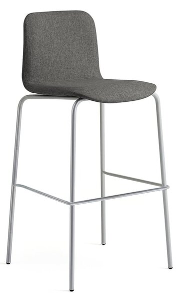 Barová stolička LABELL, výška sedadla 765 mm, strieborná/hnedá