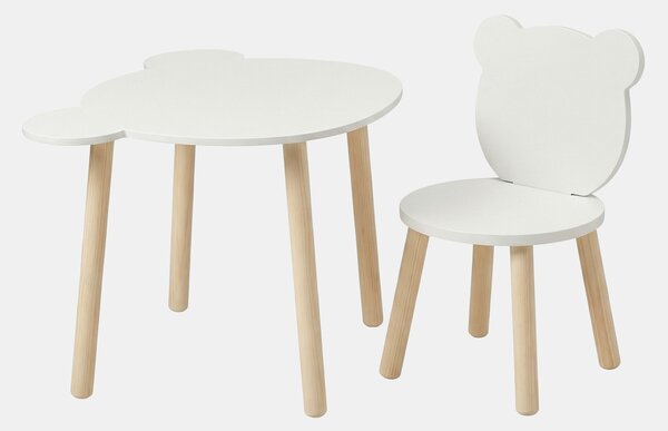 Sinsay - Set stolíka a stoličky s motívom medvedíka 2 pack - biela