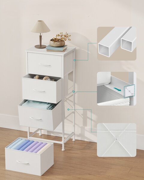 SONGMICS Komoda s látkovými zásuvkami Dopi 39,6 cm biela
