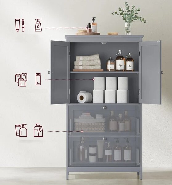 SONGMICS Kúpeľňová skrinka Vasagle Swede 110 cm sivá
