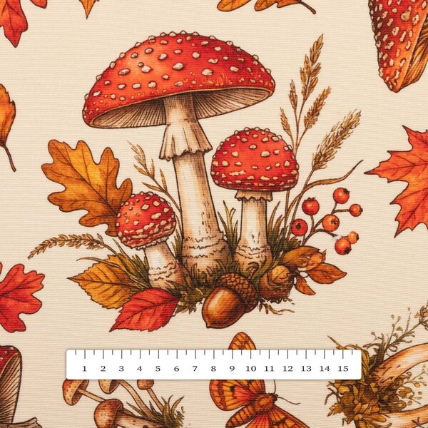 Biante Dekoračná obliečka na vankúš Leona LN-183 Muchotrávkové snívanie na krémovom 30 x 50 cm