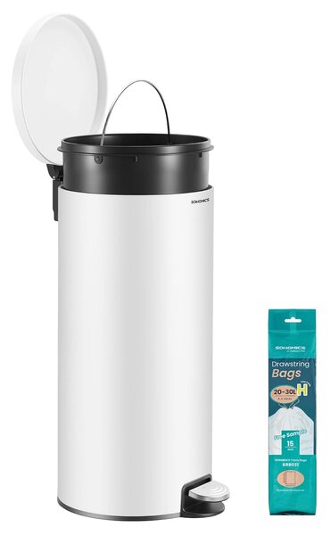SONGMICS Okrúhly odpadkový kôš Jelis 30 L biely
