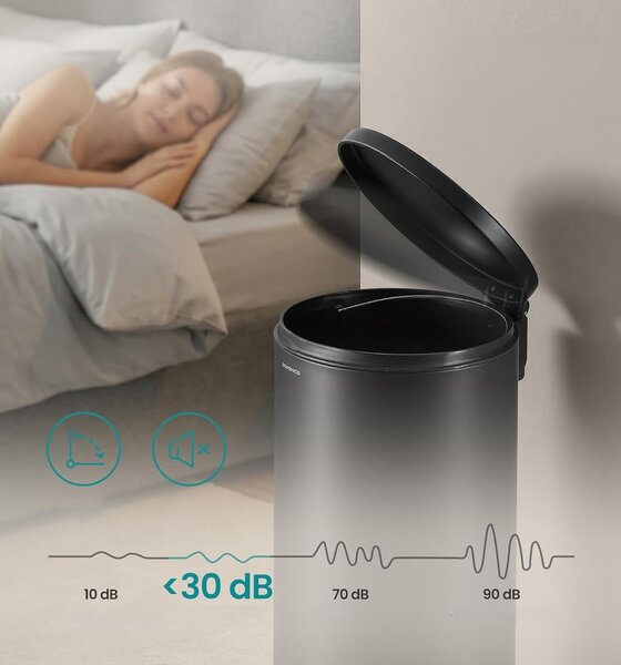 SONGMICS Okrúhly odpadkový kôš Jelis 30 L čierny