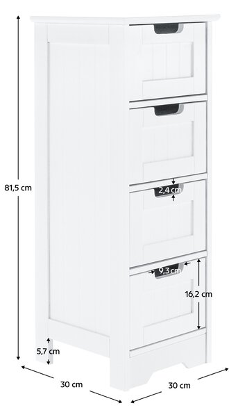 KONDELA 4-šuplíková komoda, biela, ATENE TYP 7