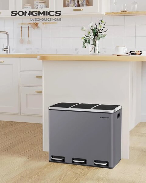 SONGMICS Odpadkový kôš Flace 3x18 L sivý/čierny