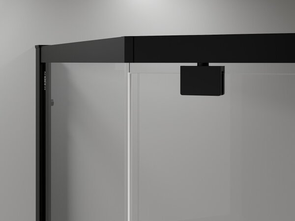 Mexen Exo, päťuholníková sprchová kabína výklopná, 90x80 cm, transparentné sklo, čierna, 812-090-080-70-00