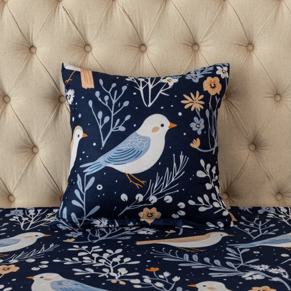 Obliečka na vankúš z mikrovlákna DENIM VTÁCI 45x45 cm, modrá