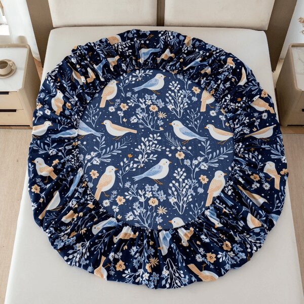 Plachta z mikrovlákna DENIM BIRDS modrá 90x200 cm