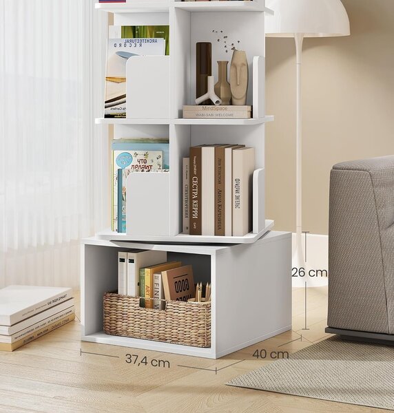 SONGMICS Rotačná knižnica Vasagle Grid 40 cm biela