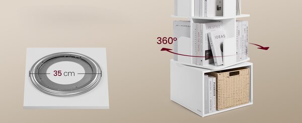 SONGMICS Rotačná knižnica Vasagle Grid 40 cm biela
