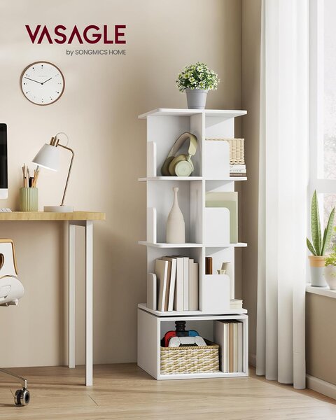 SONGMICS Rotačná knižnica Vasagle Grid 40 cm biela