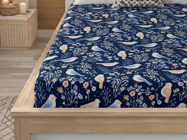 Plachta z mikrovlákna DENIM BIRDS modrá 90x200 cm