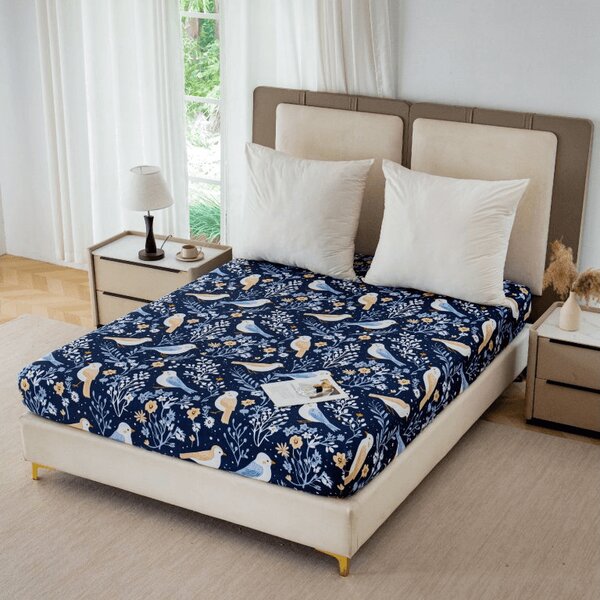 Plachta z mikrovlákna DENIM BIRDS modrá 90x200 cm
