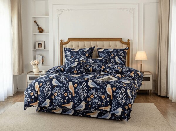 Obliečky z mikrovlákna DENIM BIRDS modré Rozmer obliečky: 70 x 90 cm | 140 x 200 cm