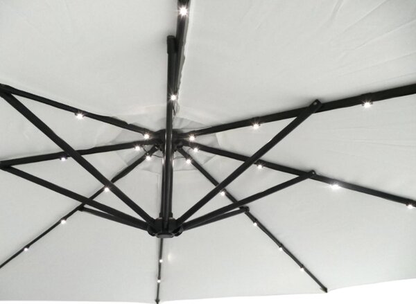 Závesný slnečník s LED solárnym osvetlením BestBerg BBHU-11 / 300 cm / béžová