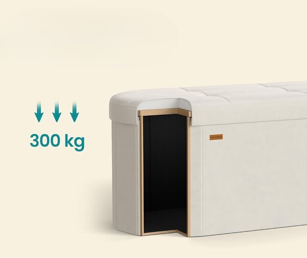 SONGMICS Taburet s úložným priestorom Pekys 110 L zamat krémový
