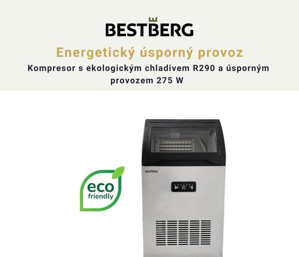 Výrobník ľadu BestBerg BBCM-55 / 275 W / 55 kg/24 hod. / biely