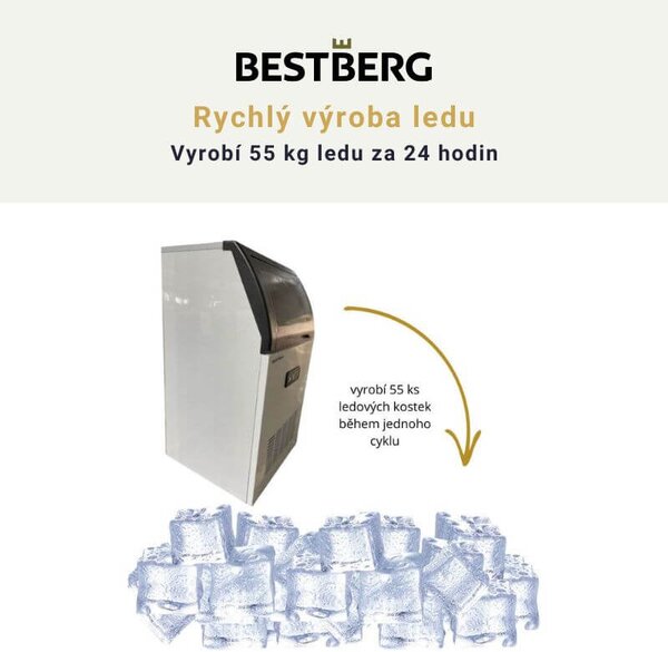 Výrobník ľadu BestBerg BBCM-55 / 275 W / 55 kg/24 hod. / biely