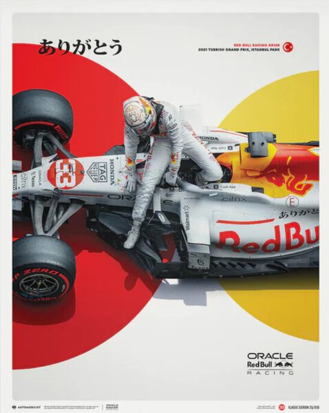 Umelecká tlač Oracle Red Bull Racing - The White Bull - Honda Livery - Turkish Grand Prix - 2021, (40 x 50 cm)