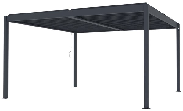 Hliníková bioklimatická pergola s lamelami BestBerg BBP-16G / 4 x 4 m / sivá