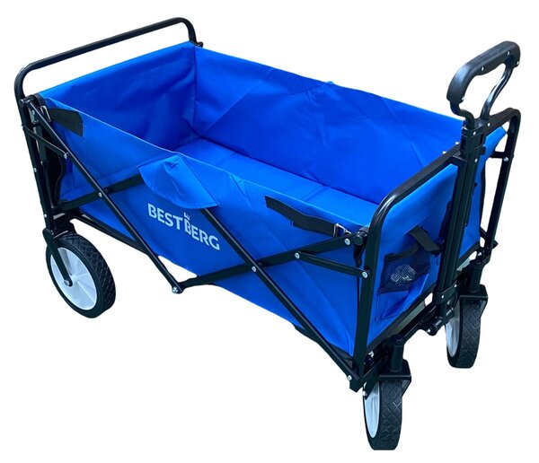 BestBerg BBBW-10BE skladací záhradný / plážový vozík / nosnosť 70 kg / modrý