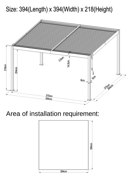 Hliníková bioklimatická pergola s lamelami BestBerg BBP-16G / 4 x 4 m / sivá