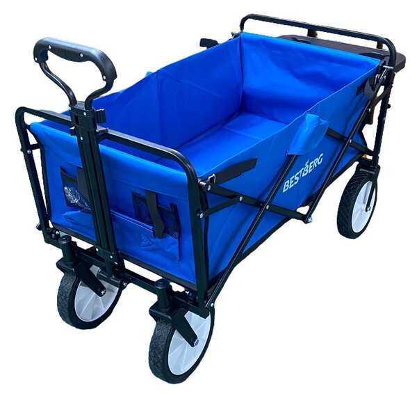 BestBerg BBBW-10BE skladací záhradný / plážový vozík / nosnosť 70 kg / modrý