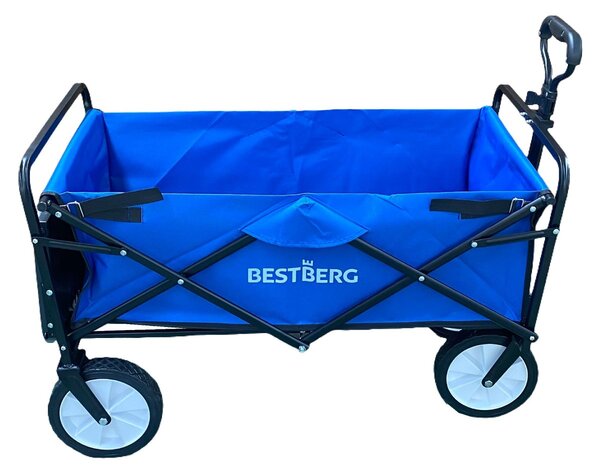BestBerg BBBW-10BE skladací záhradný / plážový vozík / nosnosť 70 kg / modrý