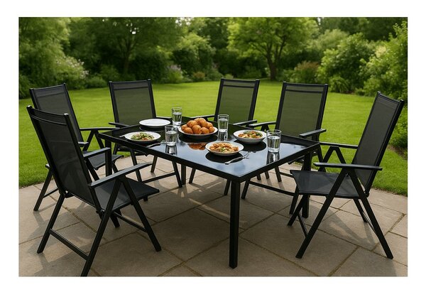 ZÁHRADNÉ KOMBO bioklimatická pergola s lamelami BestBerg BBP-12G + záhradný jedálenský set 6+1 BestBerg BBGF-53B