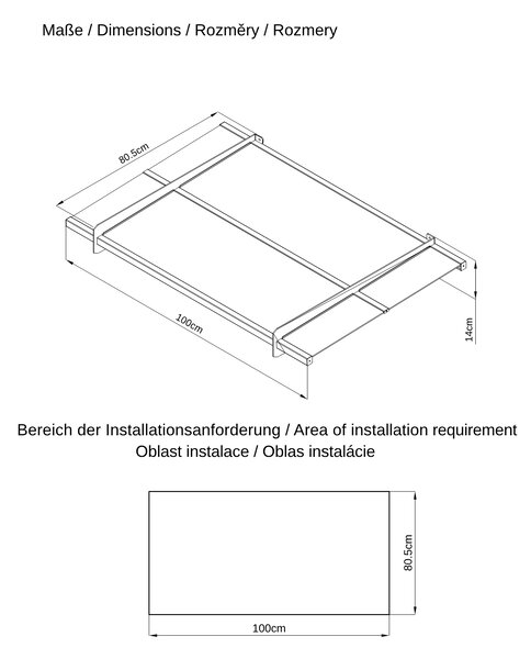Hliníkový vchodový prístrešok BestBerg BBDA-A10 / 100 x 80 cm / sivý