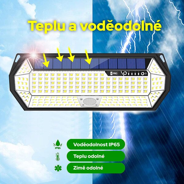 Bezdoteku LEDSolar 196 solárne vonkajšie svetlo svietidlo, 196 LED so senzorom, bezdrôtové, 4W, studená farba