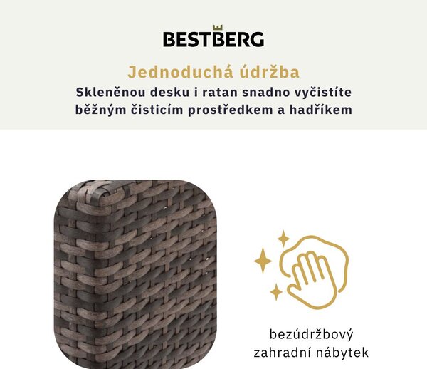 7-dielny záhradný ratanový jedálenský set s polstrovaním BestBerg BBRF-80B / hnedá/béžová